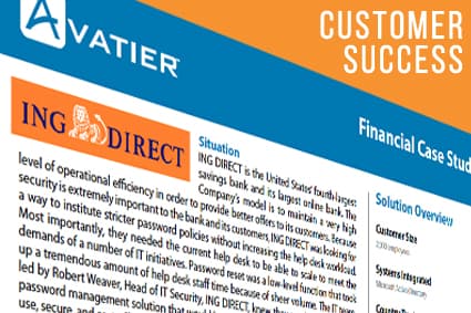 ING DIRECT uses Avatier's Password Management